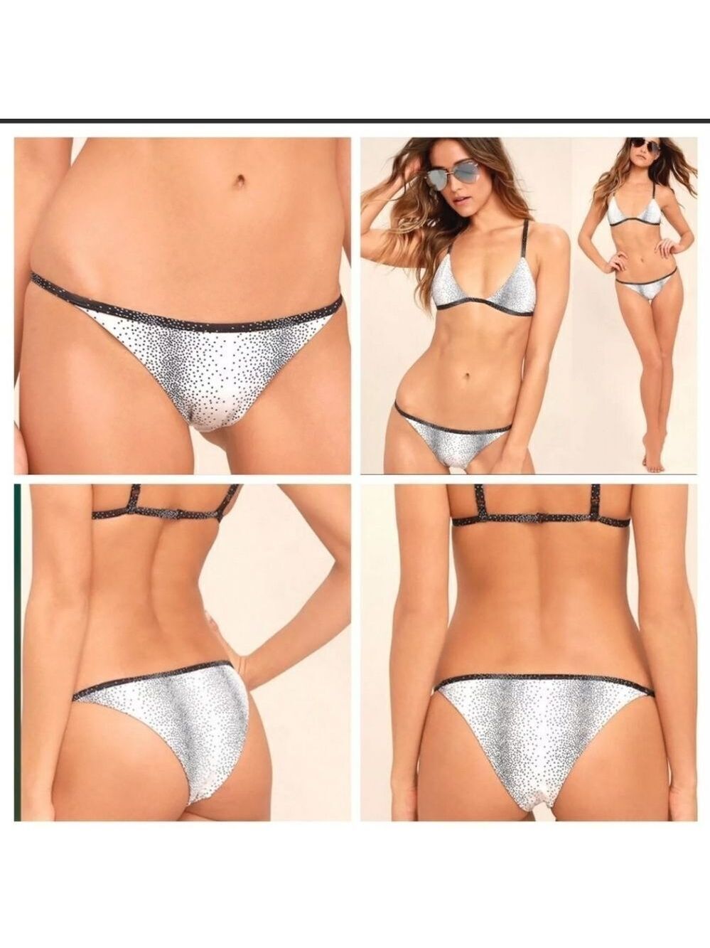 Tavik Antic Moderate Bikini Swim Bottoms Tapioca Percy Dot M NWT